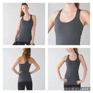 Lululemon Cool Racerback Tank Mini Pop Stripe Black / Heather Slate size 4